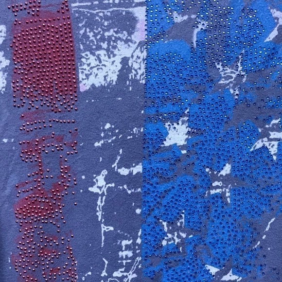 Raw 7 Grey/Multi Abstract Print Crystals Tee Sz. L - Picture 8 of 16